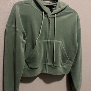 Forever 21 Sage Green Cropped Hoodie